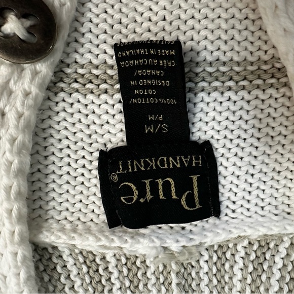 Pure Handknit Striped Button Front Hoodie Cardigan Sweater Women’s S/M - Picture 2 of 13